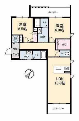 ル・シエール(2LDK/2階)の間取り写真