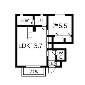 エム・スクエア(1LDK/1階)の間取り写真