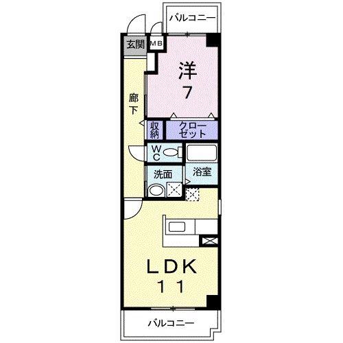 ソレアードKS(1LDK/2階)の間取り写真