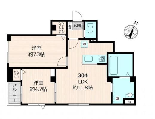 AVIARA ビューノ赤羽北(2LDK/3階)の間取り写真