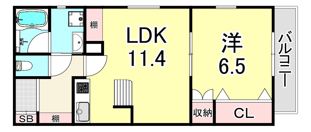 メゾン七松II(1LDK/2階)の間取り写真