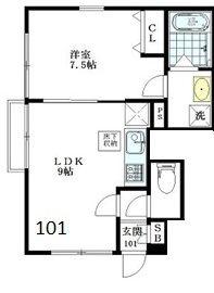 フォレストコート東中野(1LDK/1階)の間取り写真
