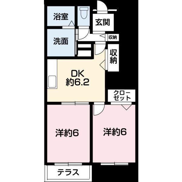 サンファミリア(2DK/1階)の間取り写真