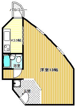 D&Mマンション(1K/4階)の間取り写真