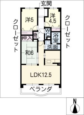 クレストヒルズ東山(3LDK/4階)の間取り写真