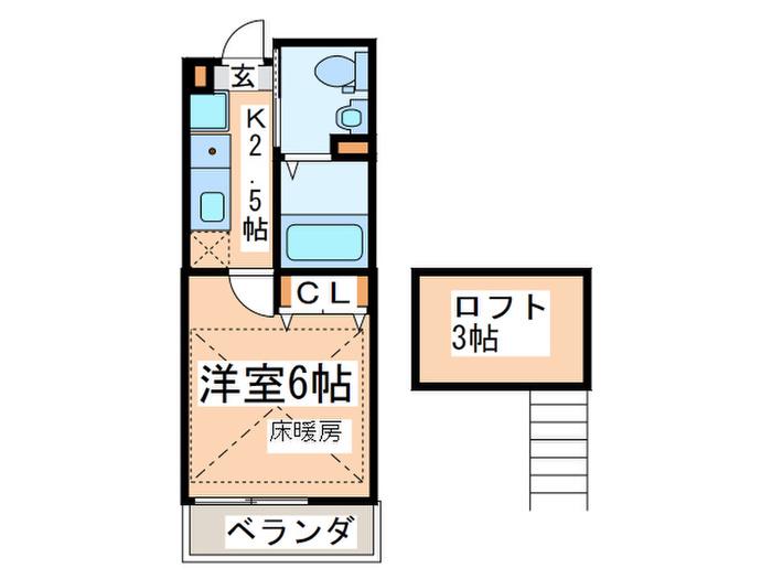 ピースコート登戸(1K/1階)の間取り写真