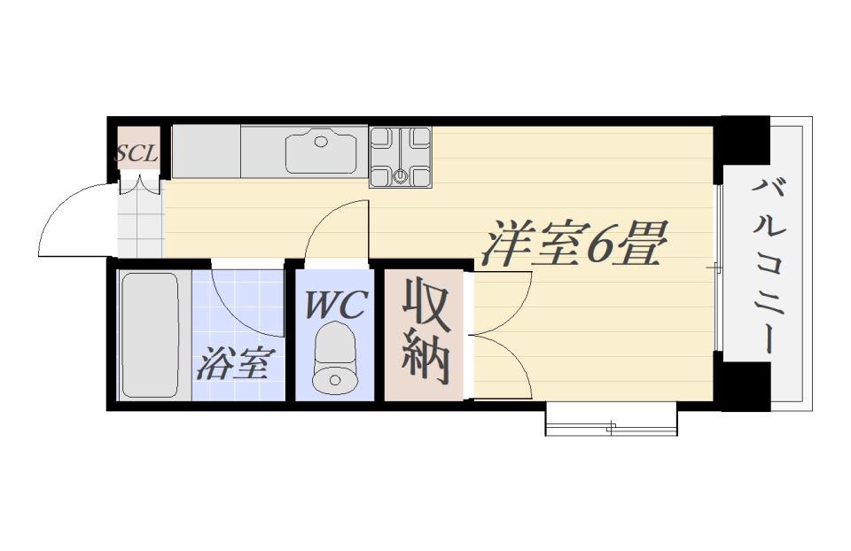 福元ビル(ワンルーム/4階)の間取り写真