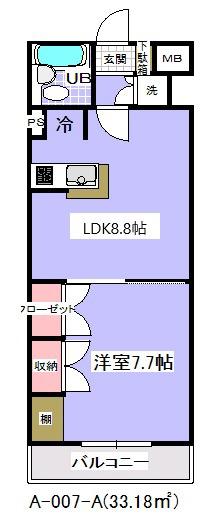 ローズマンション(1LDK/3階)の間取り写真
