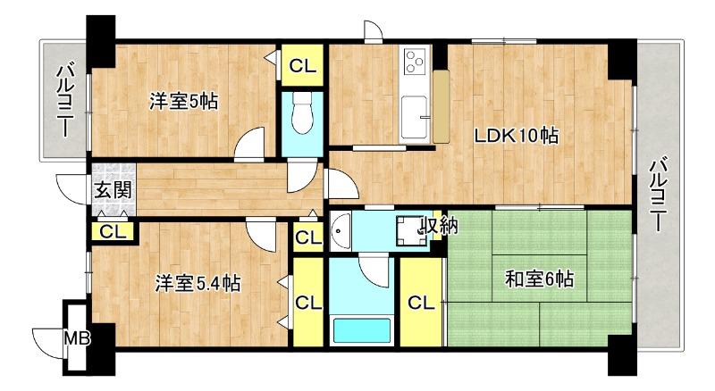 ラヴィッサン南巽(3LDK/7階)の間取り写真