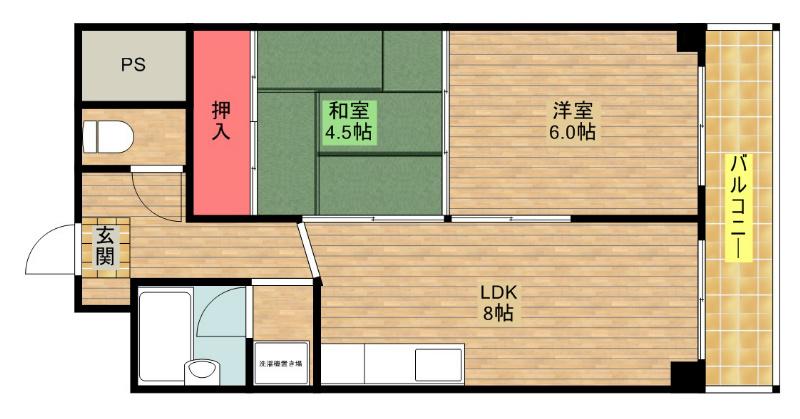 ハイツ鍛冶(2LDK/3階)の間取り写真