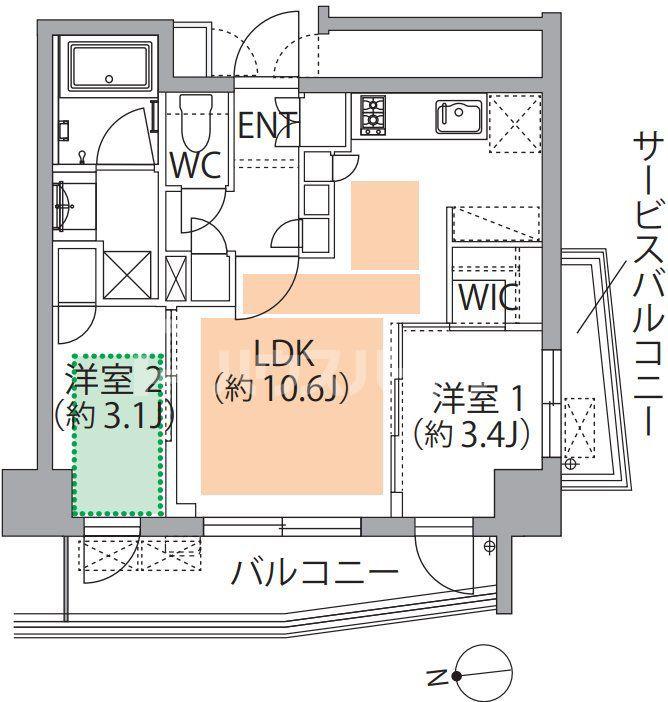 レスピール蓮根(2LDK/5階)の間取り写真