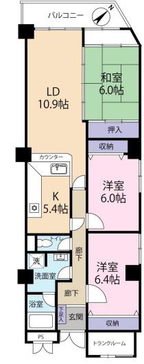 サンロード汐ノ宮(3LDK/2階)の間取り写真