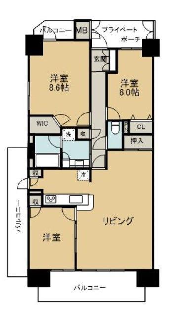 ポレスター守谷ステーションフロント(3LDK/2階)の間取り写真