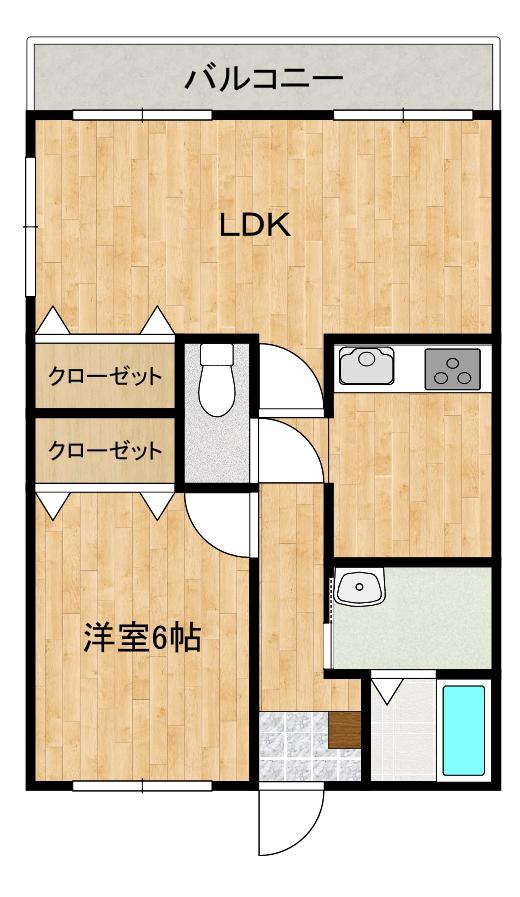 亀山マンション(1LDK/3階)の間取り写真