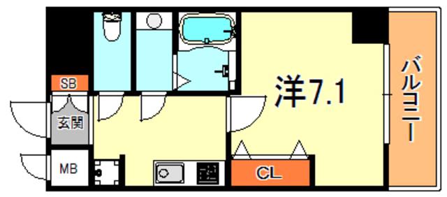 LUXE芦屋南(1K/1階)の間取り写真