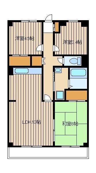 ネオアージュ光が丘(3LDK/1階)の間取り写真