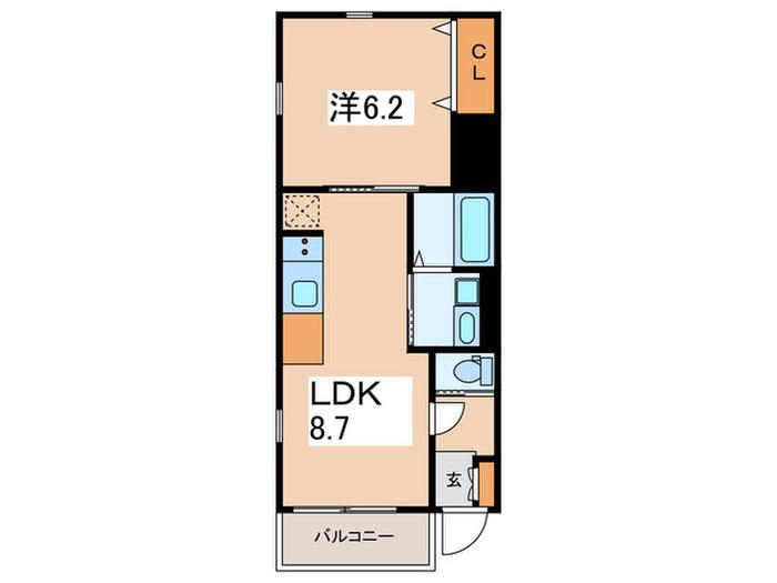 リバービュー横浜鶴見(1LDK/2階)の間取り写真