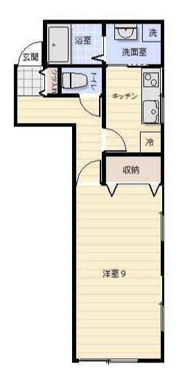シュエット中央(1DK/1階)の間取り写真