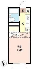 エステートピア戸田公園(ワンルーム/2階)の間取り写真