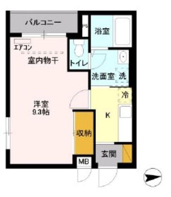 西武新宿線 本川越駅 徒歩7分 3階建 築14年(1K/1階)の間取り写真