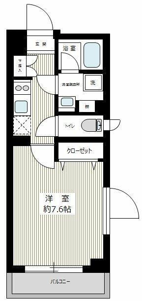 XEBEC下丸子(1K/5階)の間取り写真