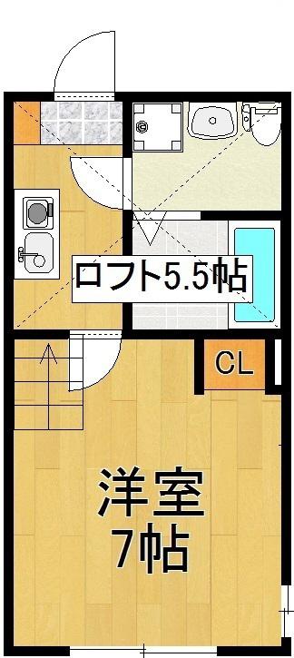 パティオ湘南田浦A棟(1K/2階)の間取り写真