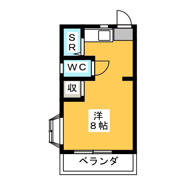 シャトーヤジ 3号棟(ワンルーム/1階)の間取り写真