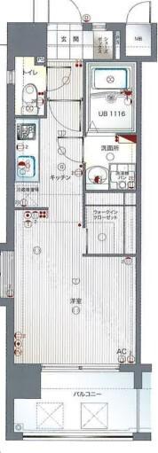 エンクレスト博多III(1K/12階)の間取り写真