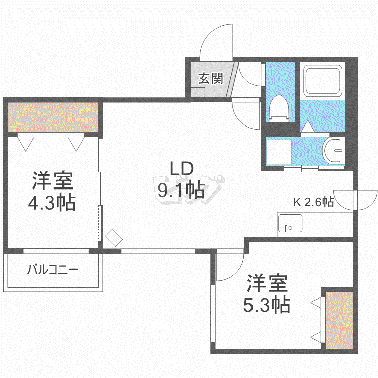 ヴィラNK1(2LDK/2階)の間取り写真