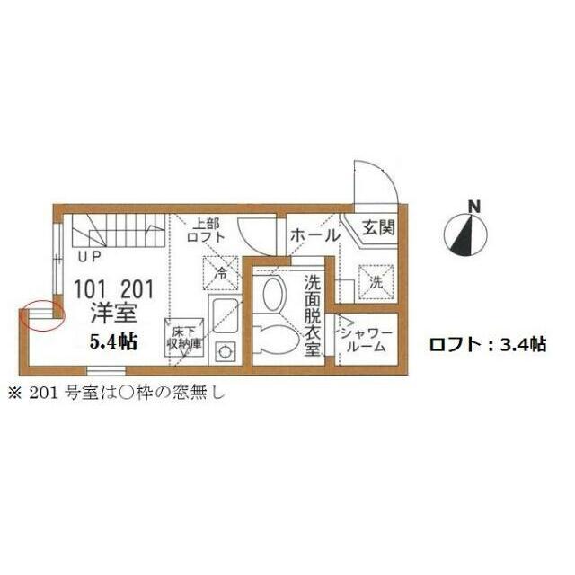 ハーミットクラブハウス伊勢町(ワンルーム/2階)の間取り写真
