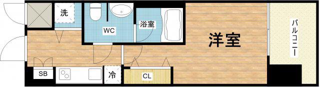 エスライズ東心斎橋(1K/2階)の間取り写真