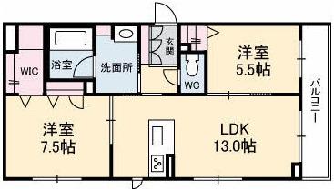 メゾン デ ルポ英(2LDK/2階)の間取り写真