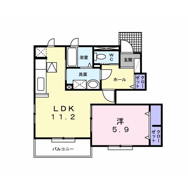 ライズアンドシャインII(1LDK/1階)の間取り写真