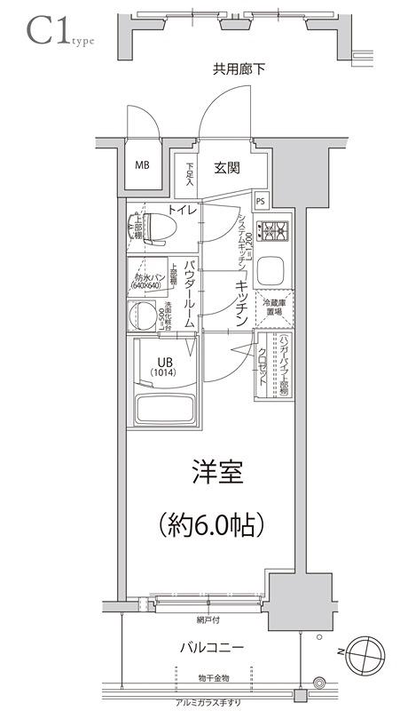 エスリード神戸大倉山ヒルズ(1K/2階)の間取り写真
