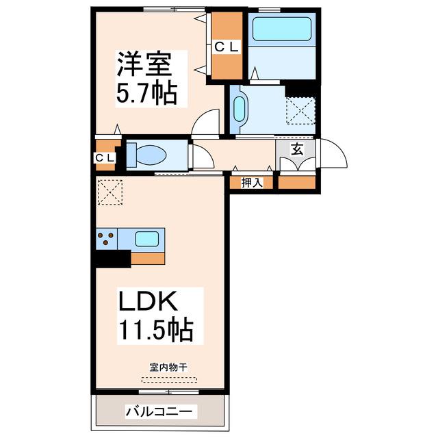 アーブルヒルズII(1LDK/1階)の間取り写真