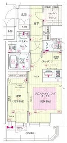 プレサンス松屋町グレース(1LDK/15階)の間取り写真