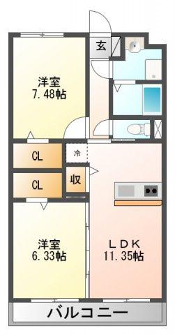 IBB7(2LDK/3階)の間取り写真