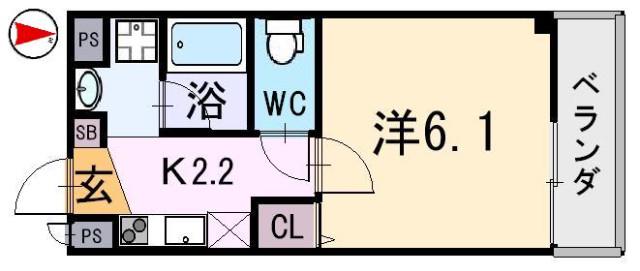 AQUA COURT II(1K/1階)の間取り写真
