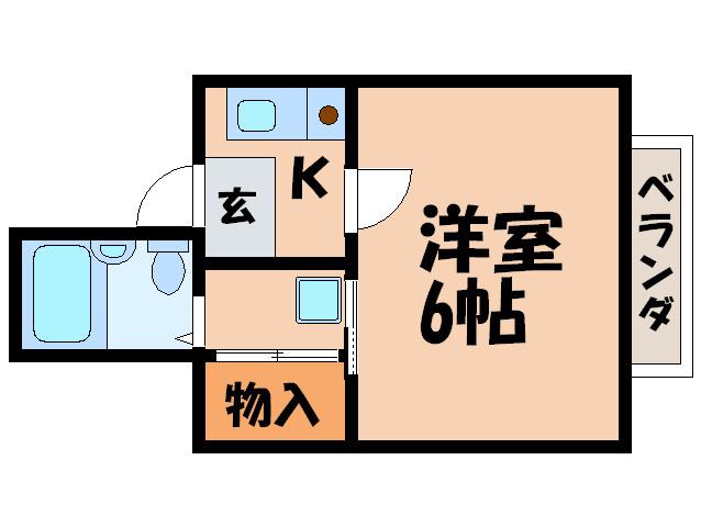 タウンハウス八木(1K/2階)の間取り写真
