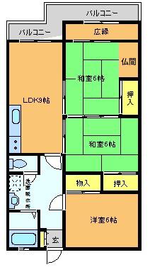 徳永ビル(3LDK/4階)の間取り写真