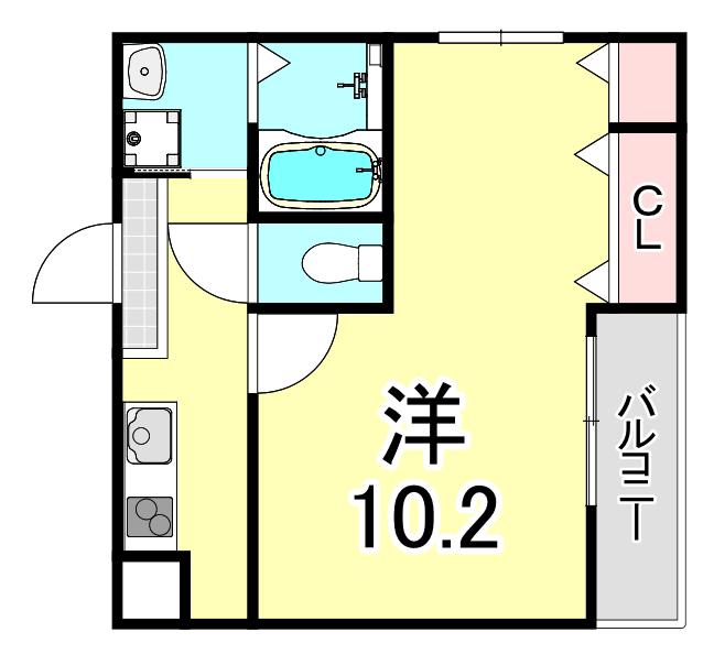 フジパレス甲東園II番館(1K/3階)の間取り写真