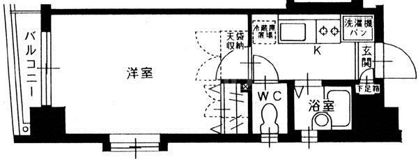 ミ・シュール天神南(1K/2階)の間取り写真