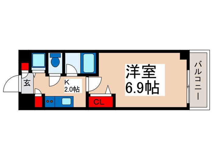 ドゥーエ浦安(1K/2階)の間取り写真