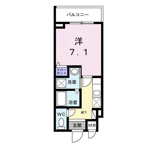 ライズ脇田町 B館(1K/4階)の間取り写真