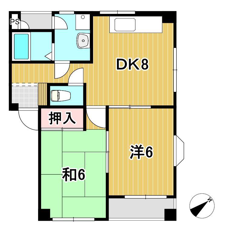 金子マンション(2DK/2階)の間取り写真