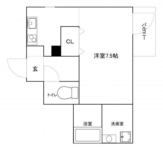 ジュネーゼプレシャス森ノ宮(1K/2階)の間取り写真