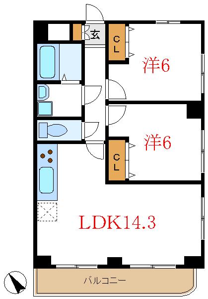 アールズコート(2LDK/3階)の間取り写真