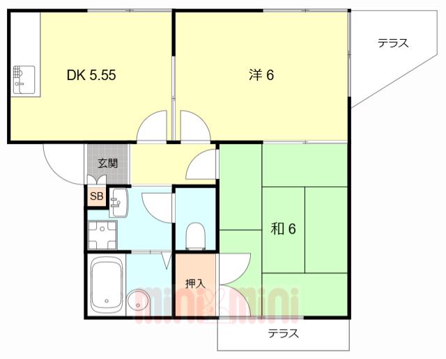 エトワールハイム立花(2DK/1階)の間取り写真