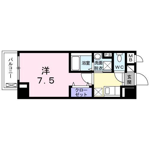 カミーノ KS(1K/6階)の間取り写真
