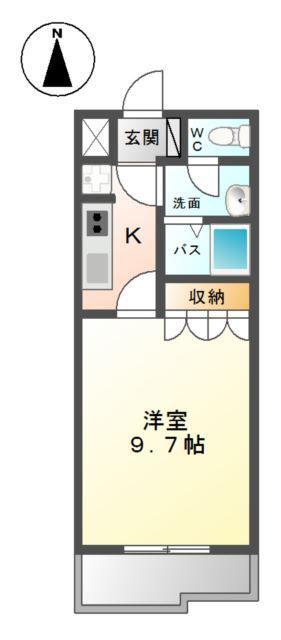 ルミエールM(1K/1階)の間取り写真